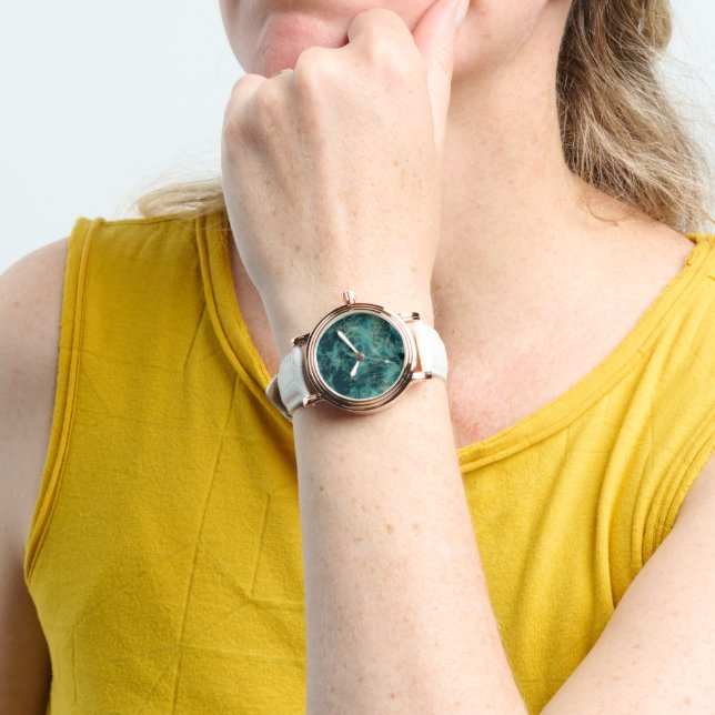 Teal Marble Abstrakt Armbandsur (Handled)