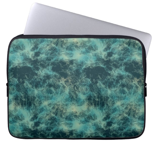 Teal Marble Abstrakt Laptop Fodral (Framsidan)