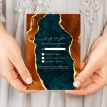 Teal Marble, Burnt Orange & Guld Agate OSA