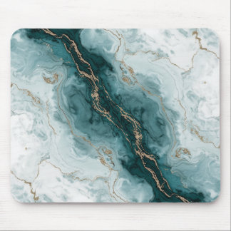 Teal Marble & Gold Vein Mousepad Musmatta