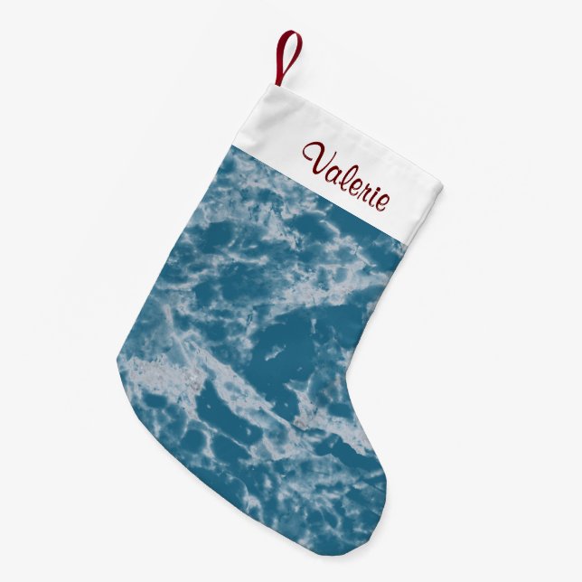 Teal Marble Liten Julstrumpa (Framsidan (Hängande))