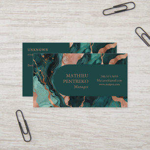 Teal Marble & Ro Guld Formellt polerad Visitkort