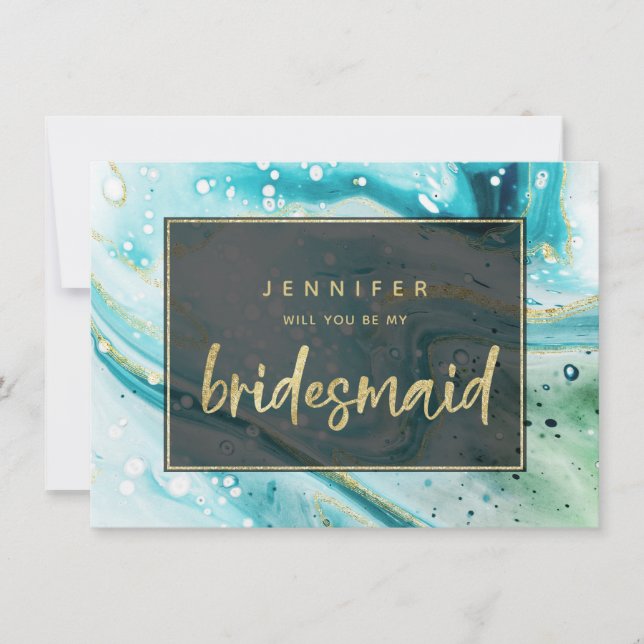 Teal Marble Stänk kommer att bli mitt Bridesmaid-k (Framsida)