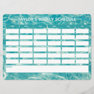 Teal Marble Weekly School Schedule