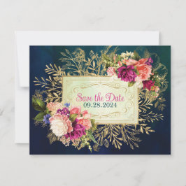 Teal, marin, Grönt, Guld Blommigt PHOTO - spara da