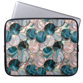 Teal marmor laptopfodral cirkeldesign laptop fodral