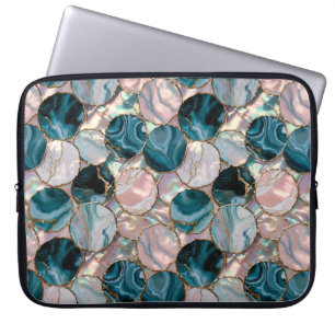 Teal marmor laptopfodral cirkeldesign laptop fodral