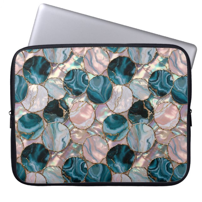 Teal marmor laptopfodral cirkeldesign laptop fodral (Framsidan)