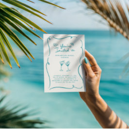 Teal Martini Bridal Shower Cocktail Party Inbjudningar