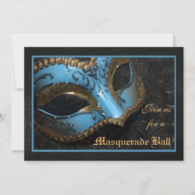 Teal Maskeradbal Halloween-inbjudan Inbjudningar (Framsida)