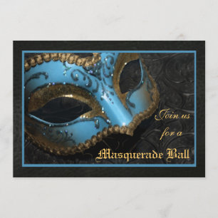 Teal Maskeradbal Halloween-inbjudan Inbjudningar