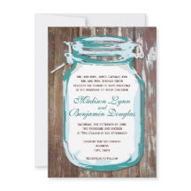 Teal Mason Burk Rustic Barn Wood Wedding bjudande