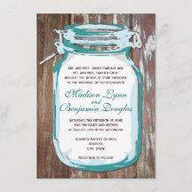 Teal Mason Burk Rustic Barn Wood Wedding bjudande