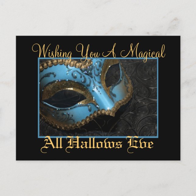 Teal Masqueramasken Halloween-vykort Vykort (Framsida)