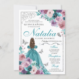 Teal & Mauve Ocean Sunset Princess Quinceanera Inbjudningar