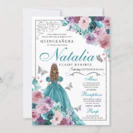 Teal & Mauve Ocean Sunset Princess Quinceanera Inbjudningar