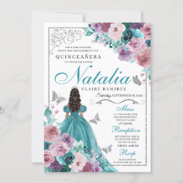 Teal & Mauve Ocean Sunset Princess Quinceanera Inbjudningar