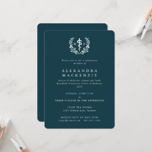 Teal MD Asclepius + Laurel Wand Studenten Inbjudningar