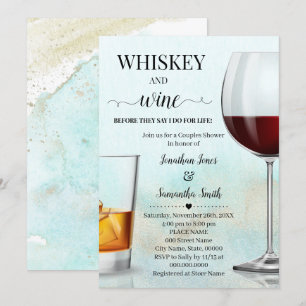 Teal med Guld Whiskey & vin innan jag gör Shower Inbjudningar