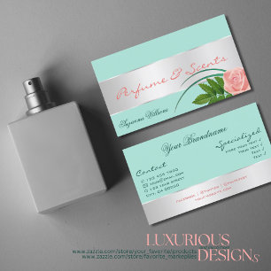 Teal med Silver Decor och Ro Flower Visitkort