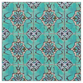 Teal Medallion Tuscan Stil Upprepande Mönster Tyg