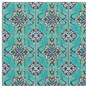 Teal Medallion Tuscan Stil Upprepande Mönster Tyg