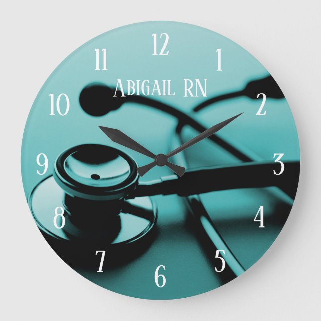 Teal Medical Office Doktor | Sjuksköterska Stor Klocka (Framsida)