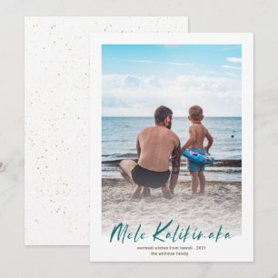 Teal Mele Kalikimaka Minimal Photo jul Julkort