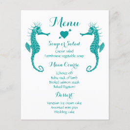 Teal Menu Seahorse Bröllop - Beach Nautical