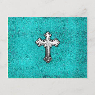 Teal Metall Kor Vykort