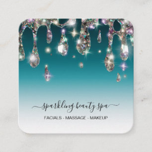 *~* TEAL Metallic Drip Drip GLITTER AP7 Fyrkantigt Visitkort
