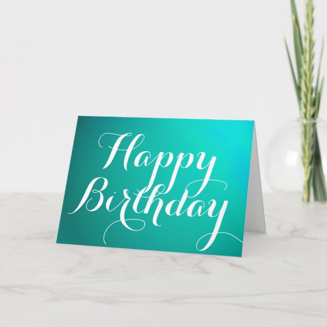 Teal Metallic Grattis på födelsedagen Card med Mes Kort (Framsida)