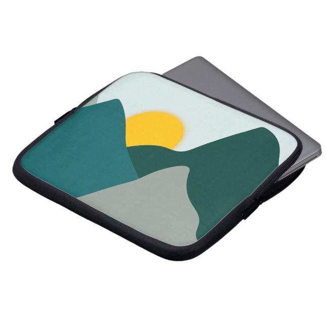 Teal Minimal Mountains Laptop sleeve (Framsida topp)