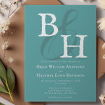 Teal Minimalist Monogram Bröllop Inbjudningar<br><div class="desc">Inbjudan era gäster i sömnlös, modern stil med denna minimalistiska Monogram-bröllopsinbjudan. Om du visar parets initialer som gåtts med av en elegant-ampersand, framhäver den här utformningen enkelheten vid tidpunkter. Den rena utformningen och den förfinade moderna typografin belyser viktiga detaljer om bröllop, medan den minimalistiska estetiken skapar en sofistikerad känsla av...</div>
