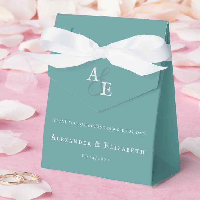Teal Minimalist Monogram Bröllop Presentaskar (Bröllop)