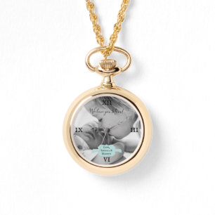 Teal Minimalist Photo Mors dag Armbandsur