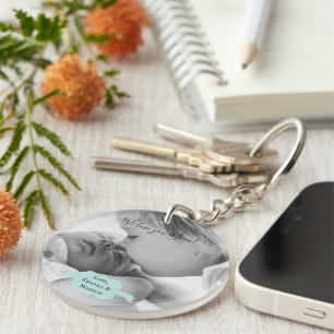 Teal Minimalist Photo Mors dag Keychain