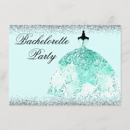 Teal Mint Dress Glitter Bachelorette Party Inbjuda Inbjudningar