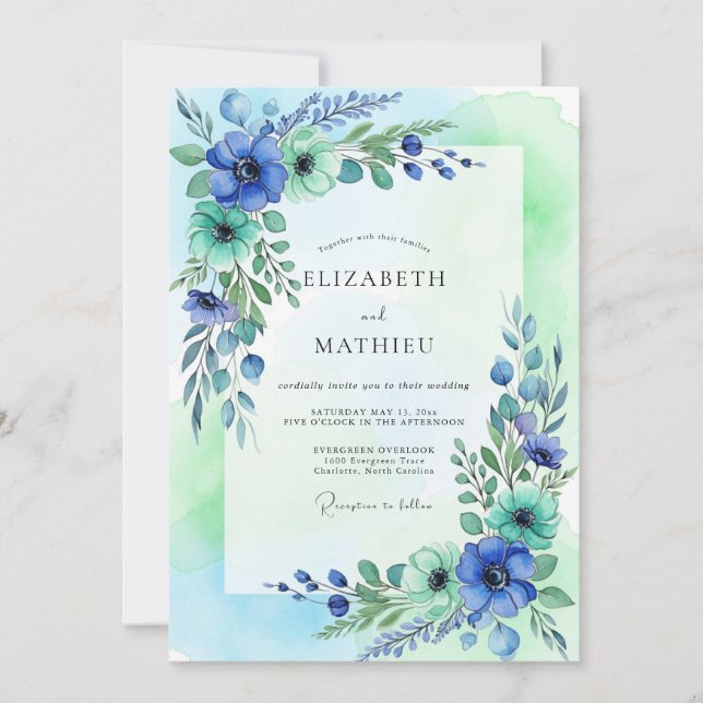 Teal Mint Ethereal Spring Wedding Inbjudningar (Framsida)