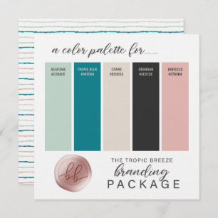 Teal Mint Grått Beige & Rosa Färg Palette Card Inbjudningar