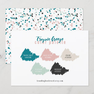 Teal Mint Grått Beige & Rosa Färg Palette Card Inbjudningar