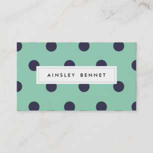 Teal Mint Polka dots Patterned Affärskort Visitkort
