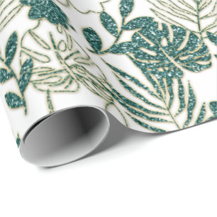 Teal Mint Tropical Monstera Botanical Blad Handfla Presentpapper