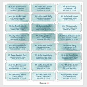 Teal Mint Watercolor Script Guest-Adressetiketter Klistermärken