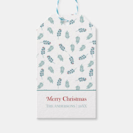 Teal Mistletoe God jul Gift Märkre Presentetikett