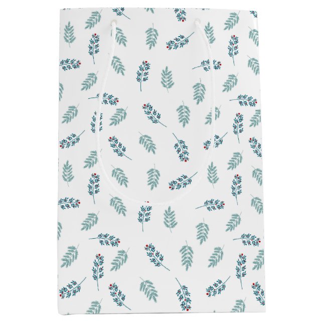 Teal Mistletoe Helgdag Medium Gift Bag (Framsidan)