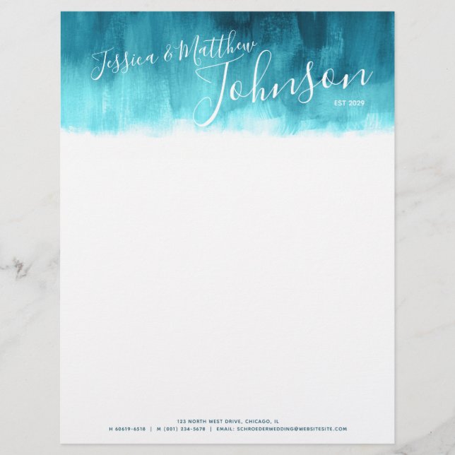 Teal modern abstrakt art nyweed letterhead brevhuvud (Framsida)