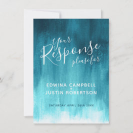 Teal modern abstrakt konst bröllopsvar RSVP Inbjudningar