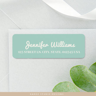 Teal Modern Address Label Returadress Etikett