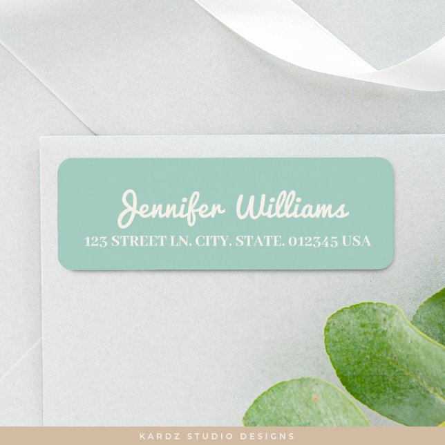 Teal Modern Address Label Returadress Etikett (Personalize with your name and address, choose size.)